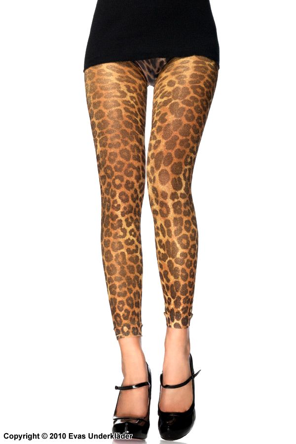 Patterned leggings, shimmering lurex, leopard (pattern)
